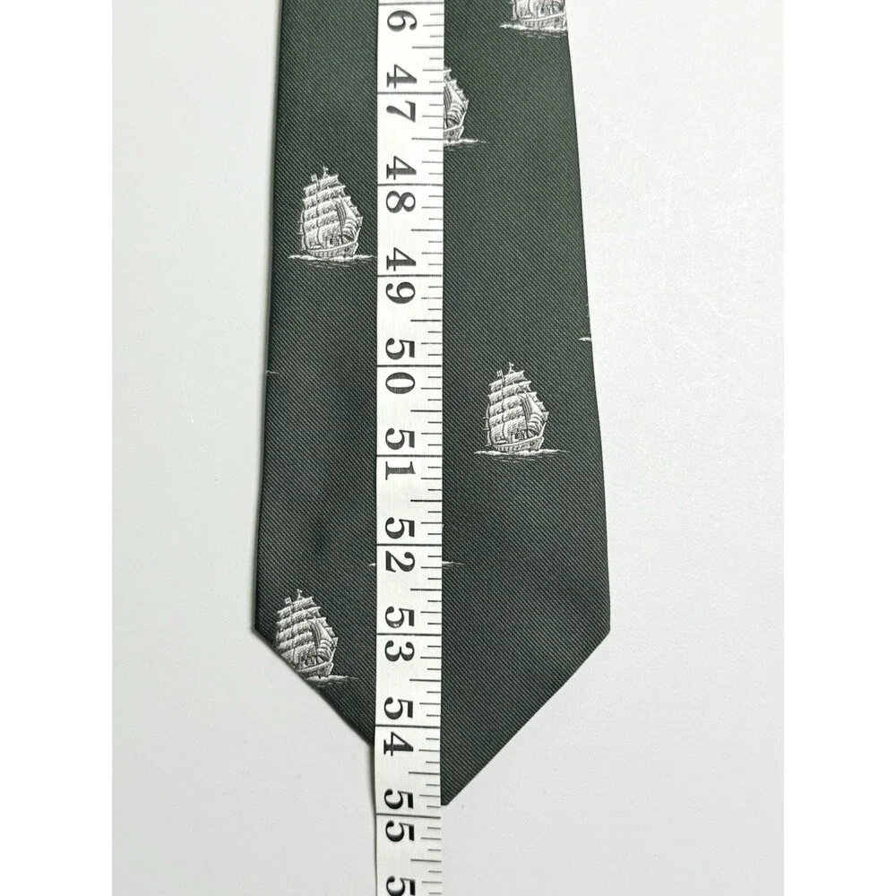 Vintage Trimingham's Bermuda Neck Tie Dark Green Tall Ships Race Nautical